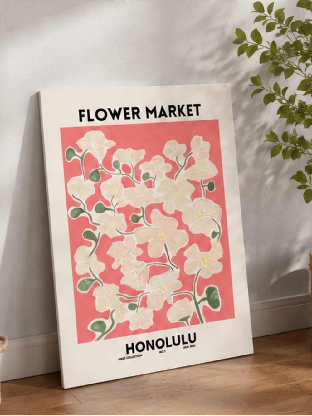 🌸 24” × 16” Flower Market Honolulu Wall Art – Unframed 🌸 Picasso